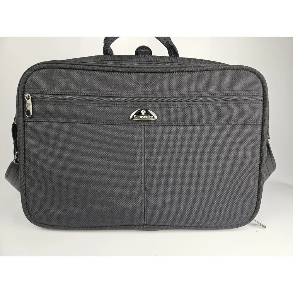 Samsonite Carry On Computer‎ Briefcase Shoulder Bag Black Canvas Black